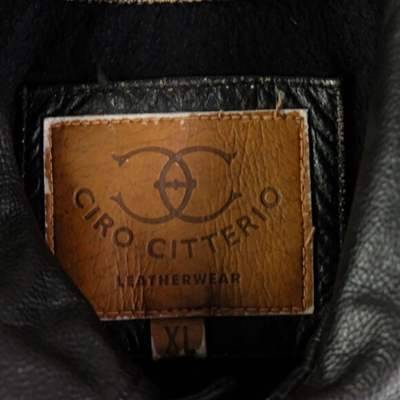 Ciro Citterio Leather Jacket Mens Extra Large Black Button Up Lined Vintage 80s - Picture 7 of 9